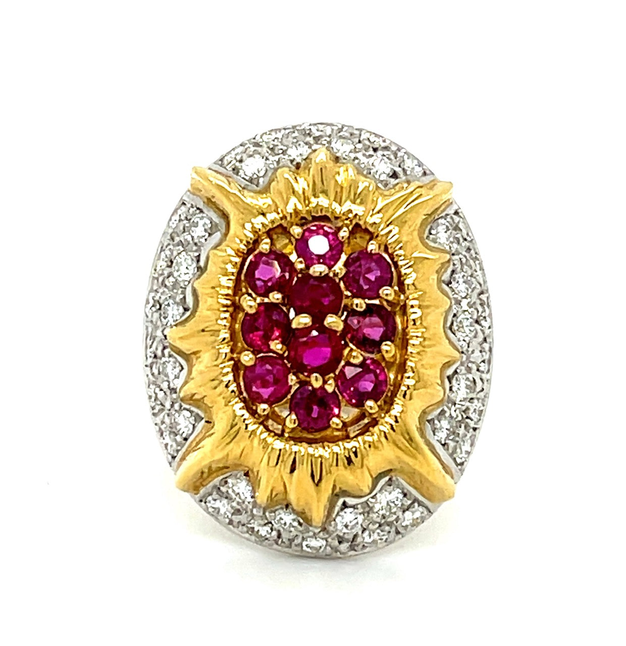 Estate  1.12ct Ruby &  0.62ctw Diamond PT/18K  16.40gr Ring Size 6.25