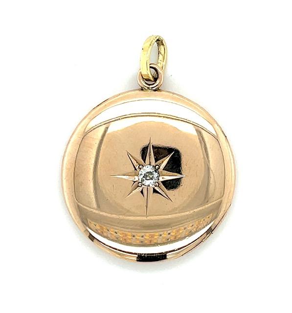 Estate  0.17ct Diamond 10K  10.15gr Victorian Pendant/locket Circa 1880s