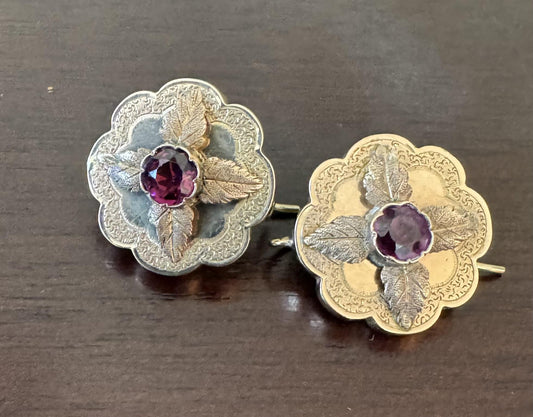 Victorian 1.70ct Garnet 14KY Earrings (Antique 1890s)