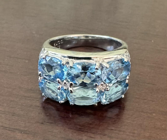 4.03ct Aquamarine .19ct Diamond PT Ring