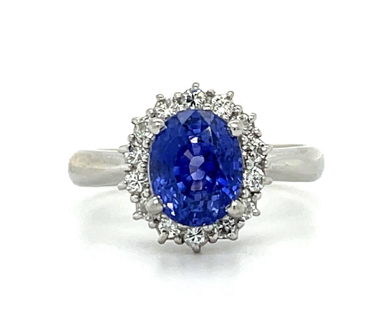 2.77ct Sapphire &  0.30ctw Diamond PT  6.32gr Ring Size 6