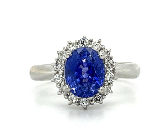 2.77ct Sapphire &  0.30ctw Diamond PT  6.32gr Ring Size 6