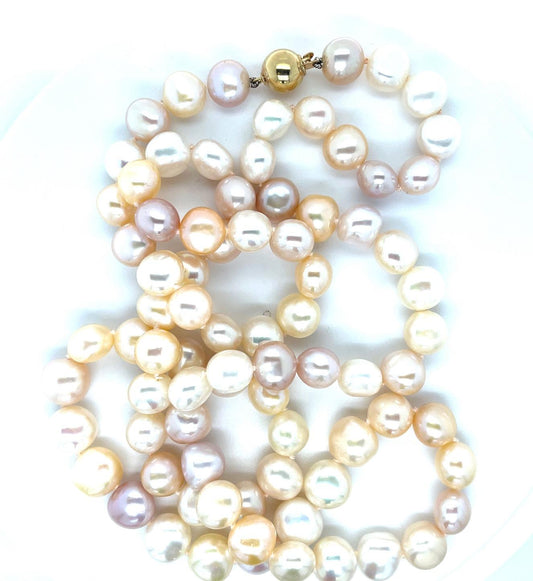 Estate  Pearl 14KY  Necklace Multicolor Freshwater Length 34