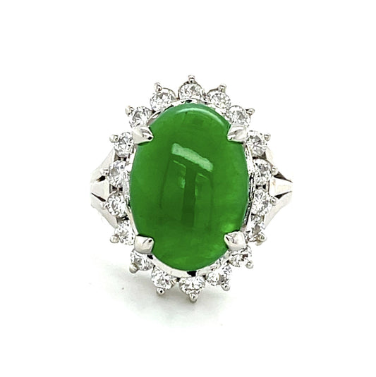 5.42ct A Jade .87ct Dia PT Ring 9.70g 6.50 Size GIA 5221826617