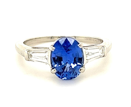 2.21ct Oval Sapphire PT Ring
