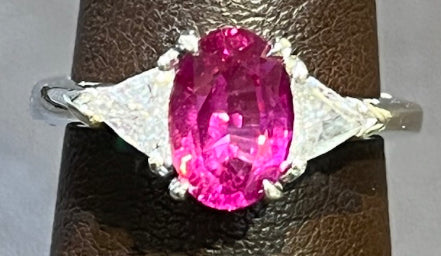 PL Pink Sapphire &  Diamond Ring 1.37ct(sap) 0.52ct twt(dia) ESTATE  Size 4.75