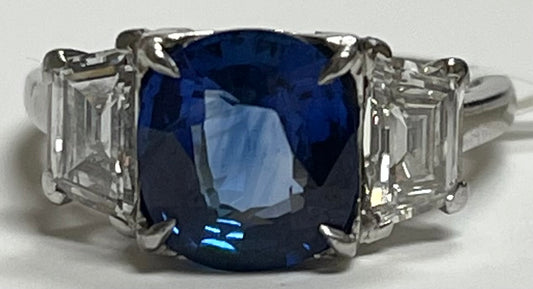 PT Sapphire & Diamond Ring 2.51ct(sap) 0.90ct twt(dia) ESTATE Size 5.50