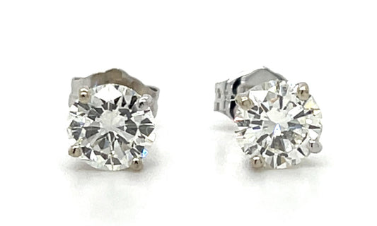 1.45ct Round Diamond 14KW Stud Earrings 1g
