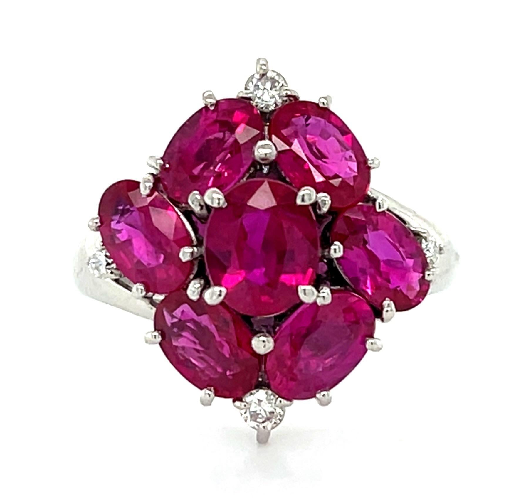 4.06ct Ruby .11ct Diamond Platinum Ring 7.57g 6 Size