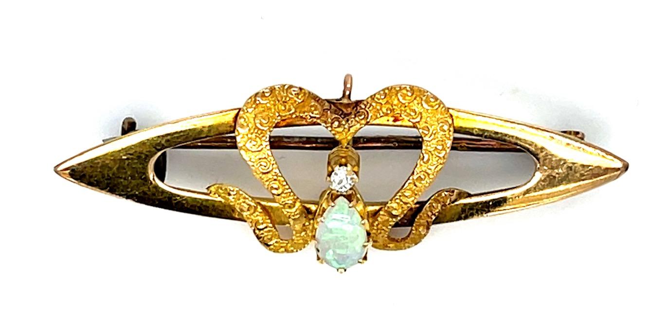 Opal Diamond Vintage Brooch/Pin 2.43g