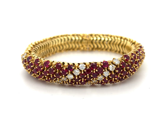 Italian 18KY Estate Bracelet 10ct Ruby 2.80ct Diamonds