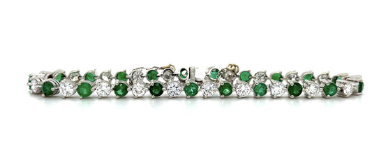 3.78ct Diamond 14KW Estate Bracelet (c 1960s) 7" Length 9.87g