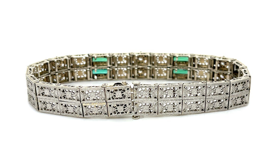 Art Deco Bracelet (Circa 1930s) .60ct Diamonds Platinum over 14KW