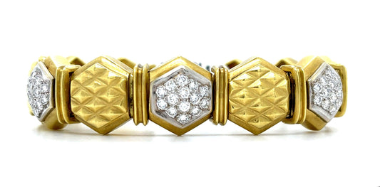 2.50ct Diamond Bracelet 18KY (Vintage Circa 1960s) 67.68g 7"