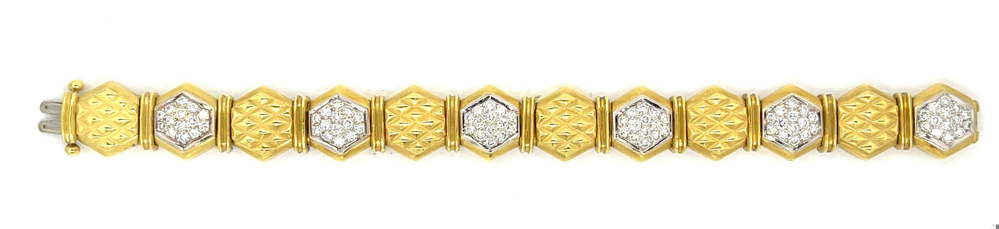 2.50ct Diamond Bracelet 18KY (Vintage Circa 1960s) 67.68g 7"
