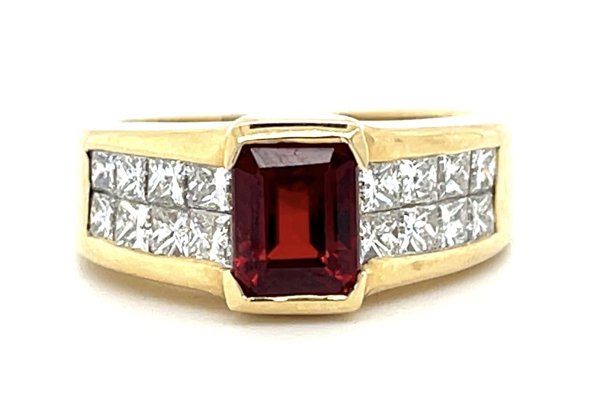 1.25ct Red Spinel 1ct Diamond 14KY Ring (Estate 1980s) 7g 5.50 Size