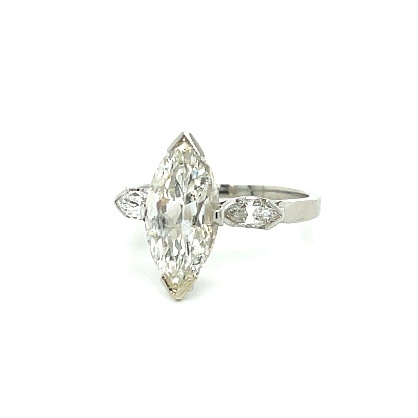 2.54ct Marquise Diamond .20ct SD Platinum Vintage Ring (Circa 1950s)