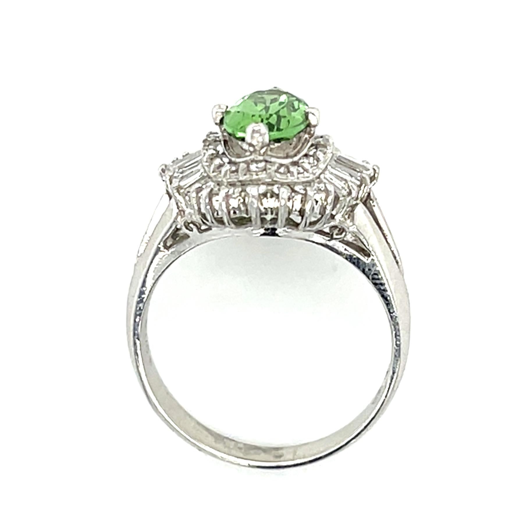 1.35ct Oval Tsavorite .51ct Diamond Platinum Ring 6.68g 5.50 Size