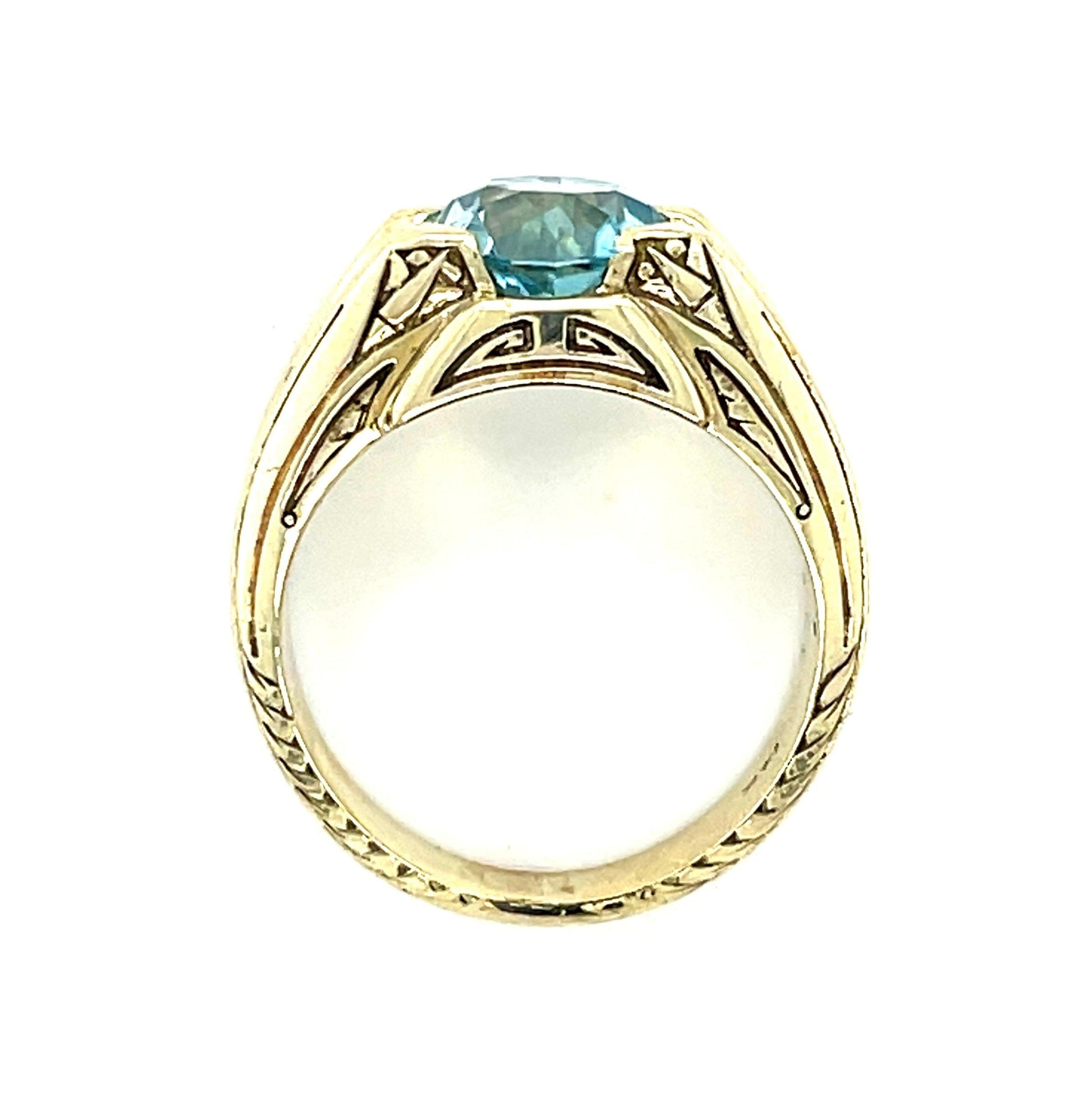 4.50ct Zircon 14K Green Gold Art Deco Men's Ring