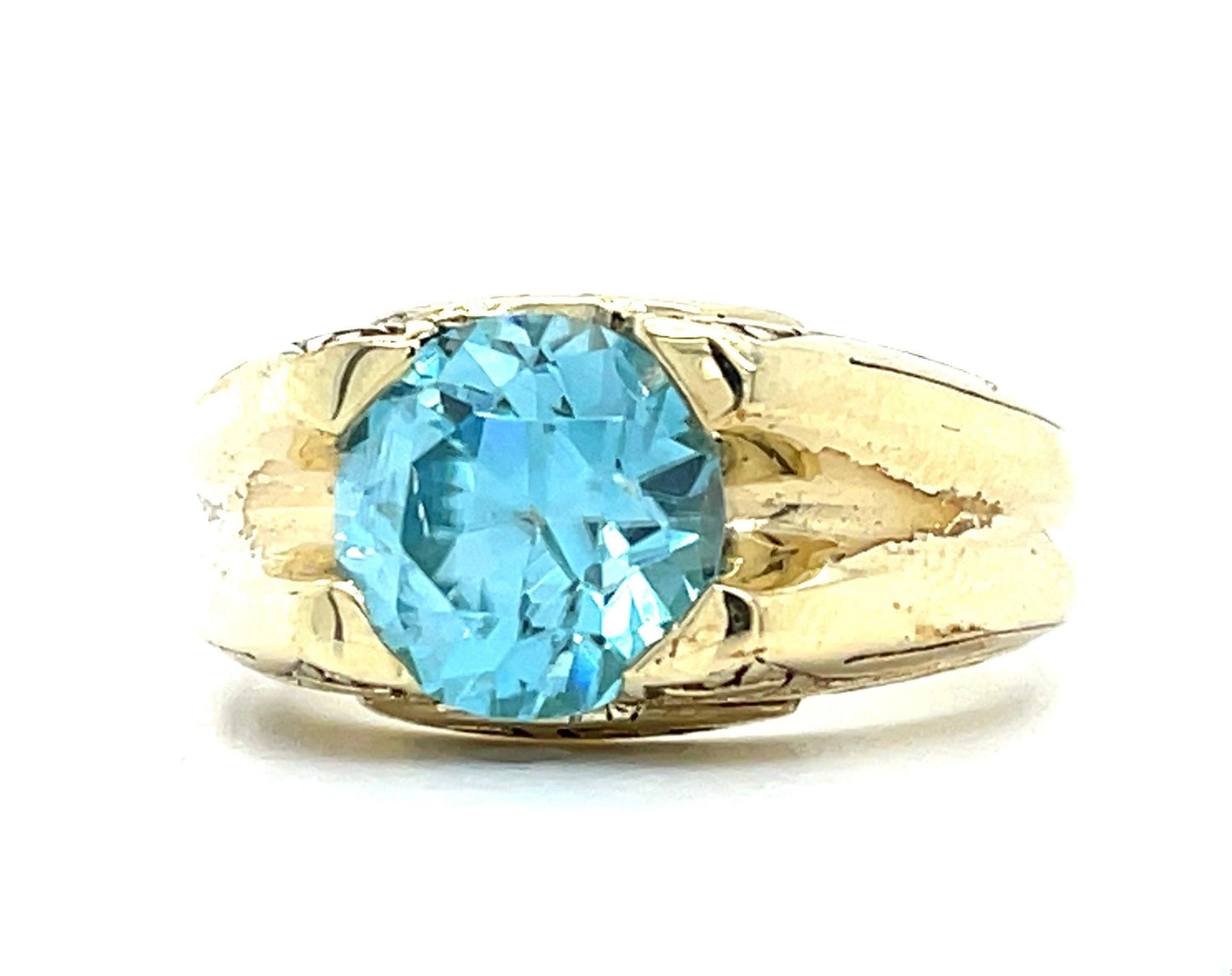 4.50ct Zircon 14K Green Gold Art Deco Men's Ring