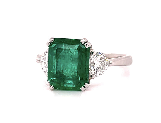 2.40ct Emerald .66ct Diamond 18KW Ring 3.60g 6.50 Size