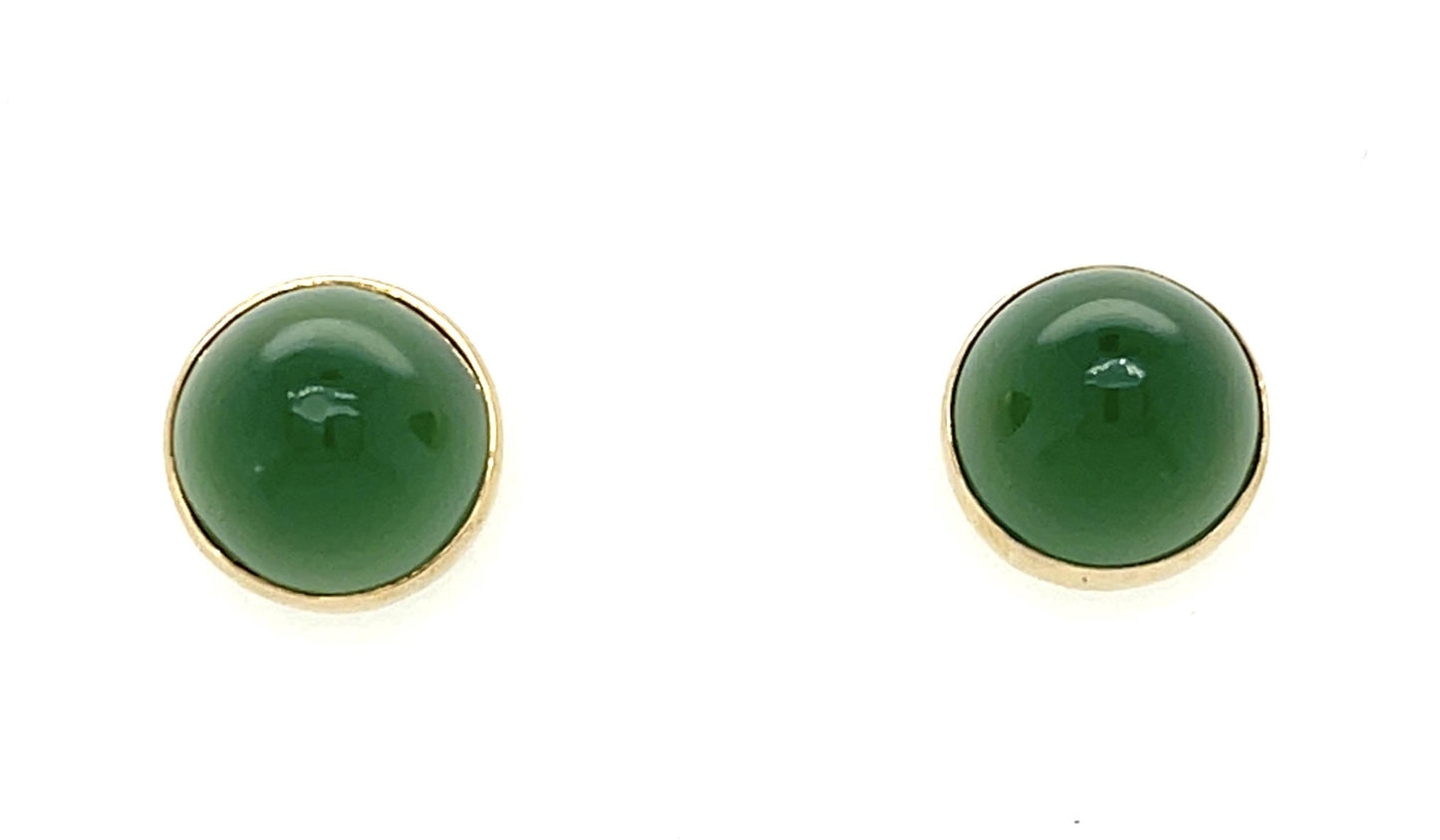 Art Deco 9ct Chrysoprase 14KY Stud Earrings (Antique 1920s) 3.73g