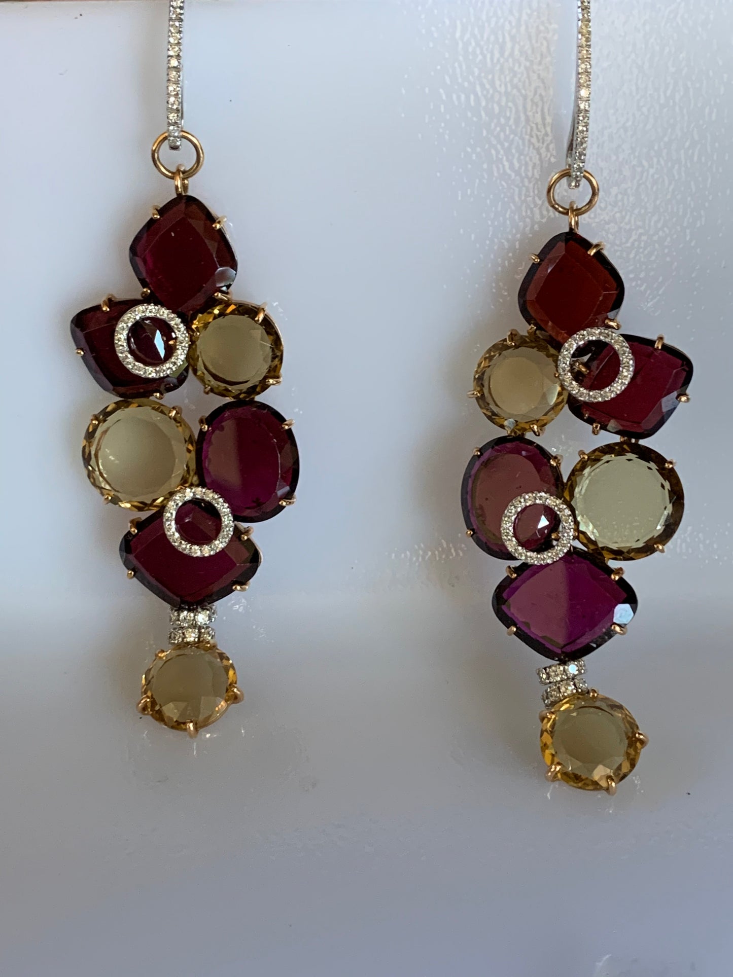 18K2T Tourmaline & Citrine Earrings 27gr 21.00ct(tm) 11.00ct twt(ci) .95ct (sd)