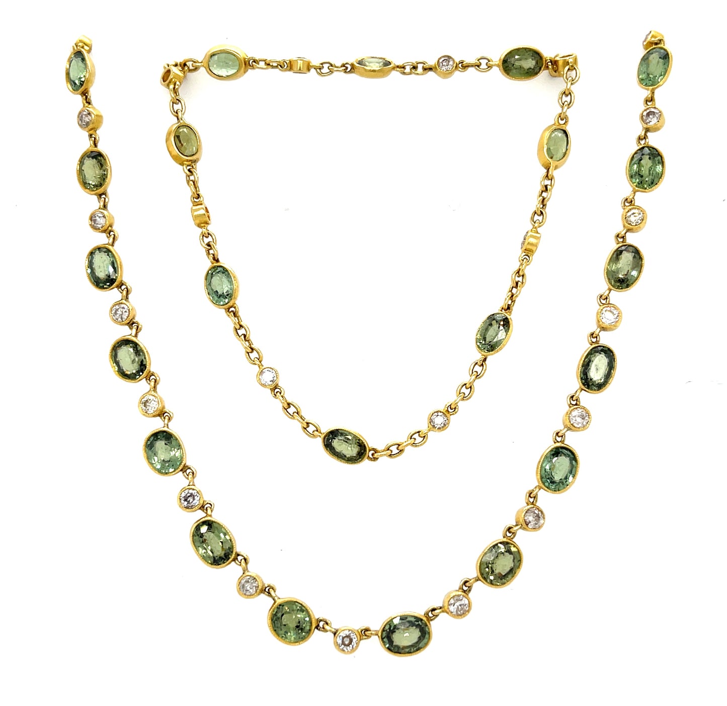31ct Demantoid Garnet Necklace 18KY (Vintage Circa 1960s) 4.20ct Diamonds
