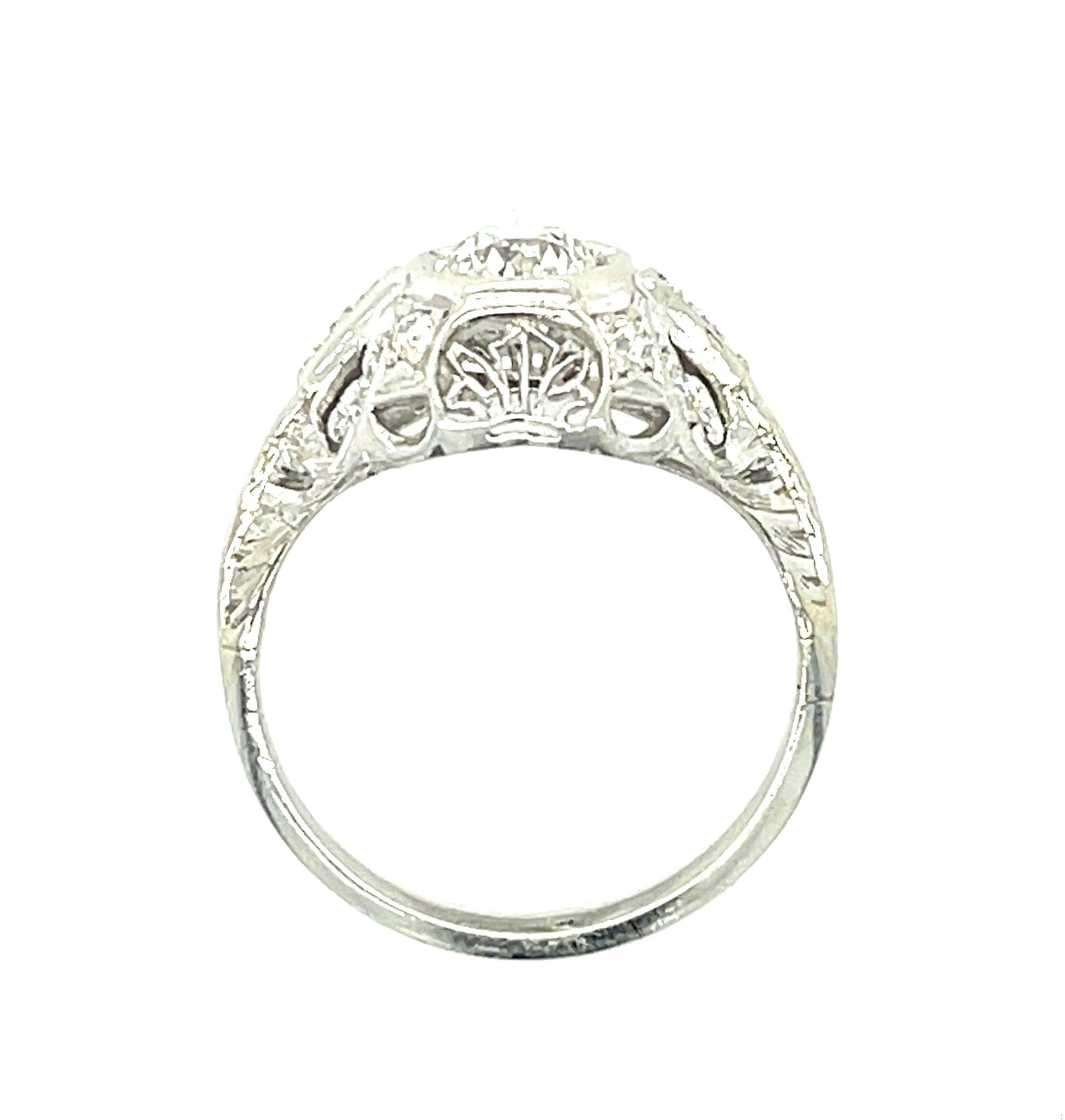 .55ct Old European Cut Diamond .20ct Side Diamonds Platinum Art Deco Antique Rin