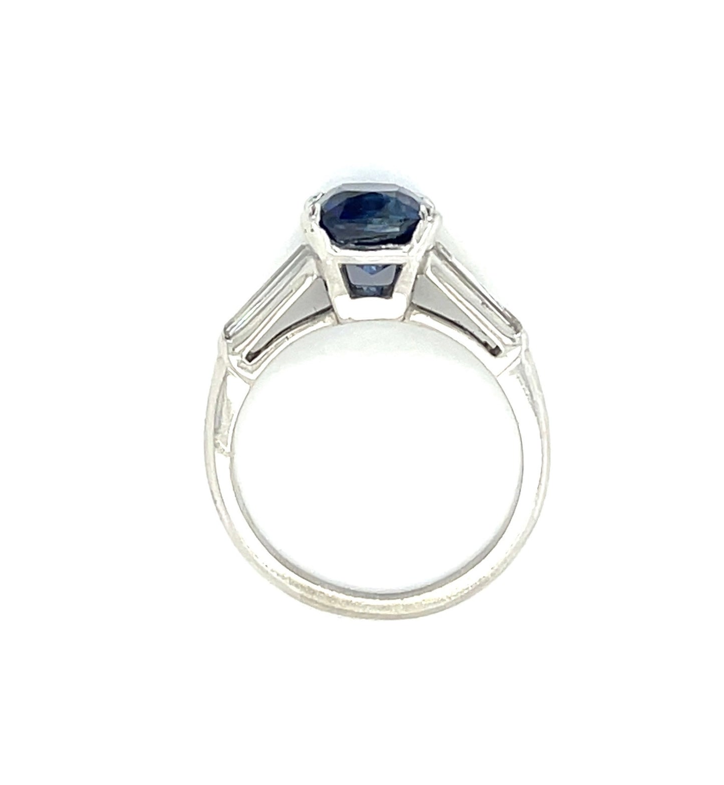 2.63ct Cushion Sapphire .54ct Diamond Platinum Vintage Ring (Circa 1960s)