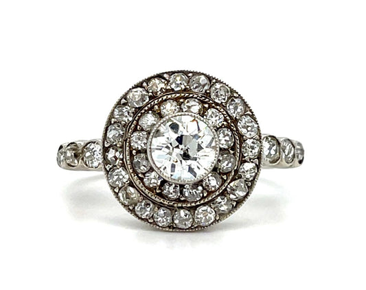 .68ct Old European Diamond Platinum Handmade Ring 1.40ct SD 3.60g 6 Size