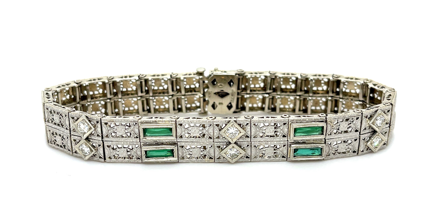 Art Deco Bracelet (Circa 1930s) .60ct Diamonds Platinum over 14KW