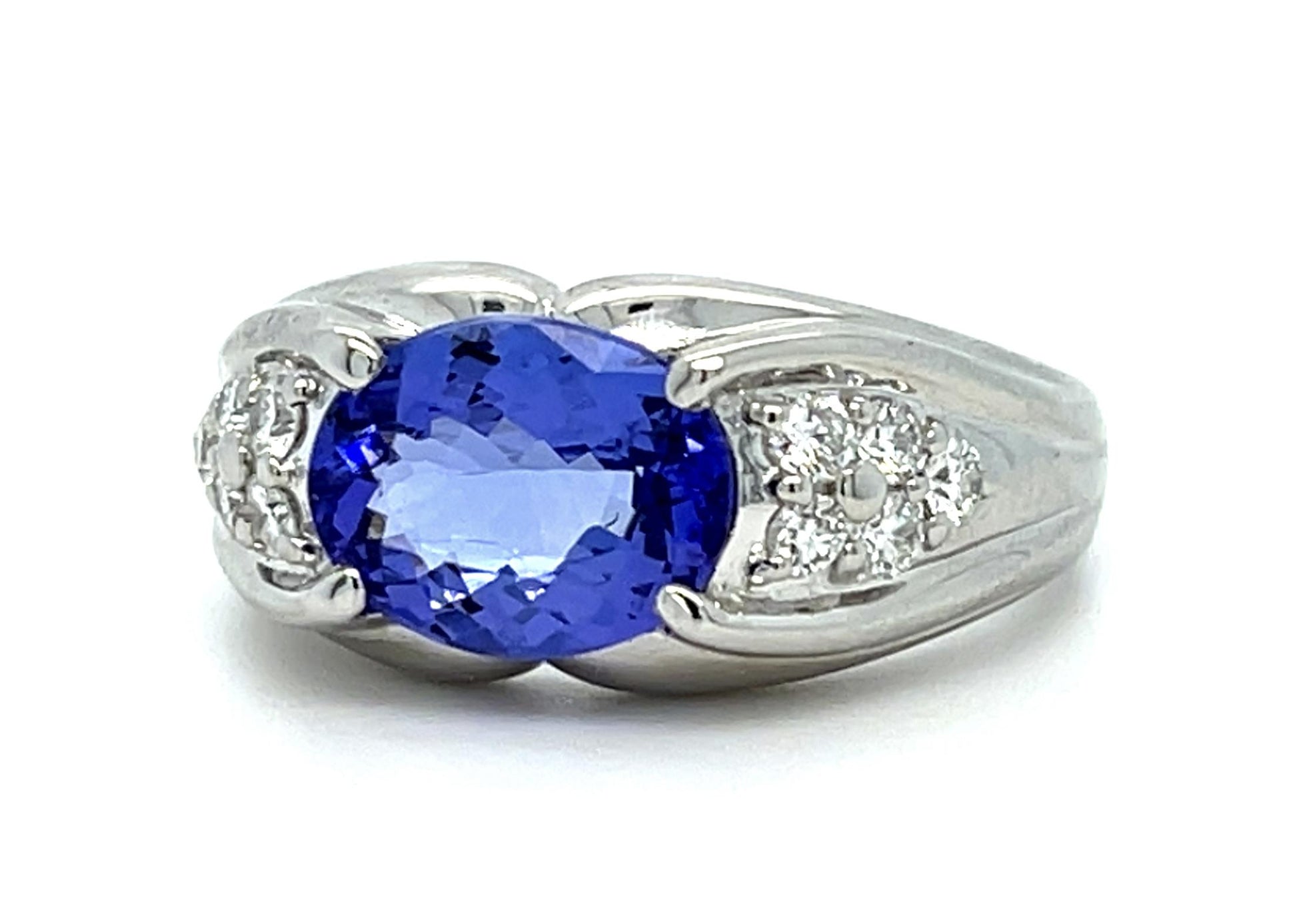 2.50ct Tanzanite .33ct Diamond Platinum Ring 10.89g 7.50 Size