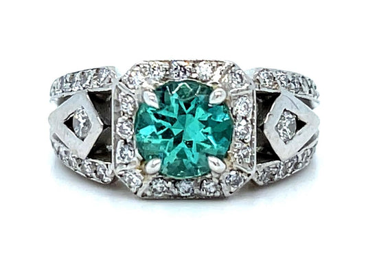 .92ct Emerald .68ct Diamond 14KW Ring 8.09g 6 Size