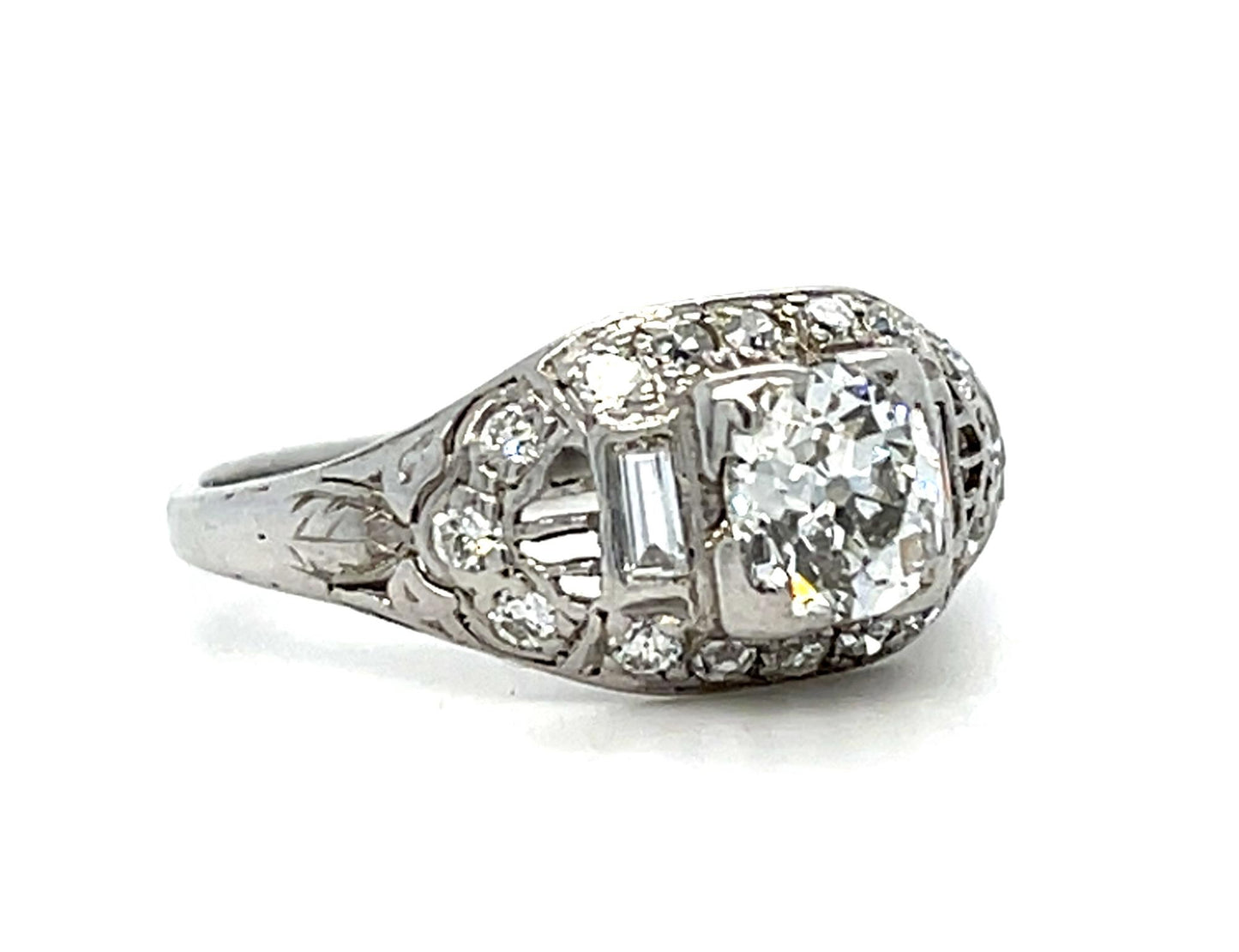 PL Diamond Art Deco Ring 3.6gr 0.70ct(dia) Old Miner Circa 1920s ESTATE  Size 6