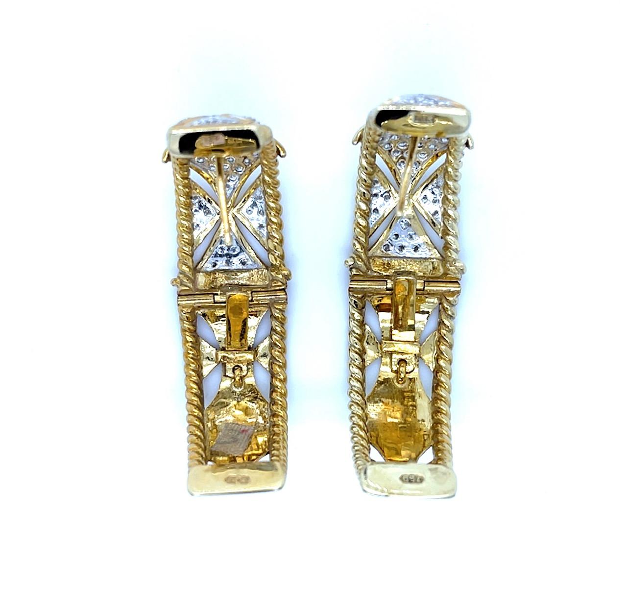 1.75ct (124 Diamonds) 18KY Estate Earrings (c 1980s) 1.25" Length 34g