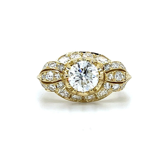.93ct I VS1 Transitional Cut Diamond 18KY Estate Ring 1.04ct SD 7 Size 5.57g