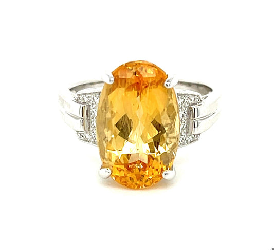 7.20ct Imperial Topaz .06ct Diamond 14KW Estate Ring