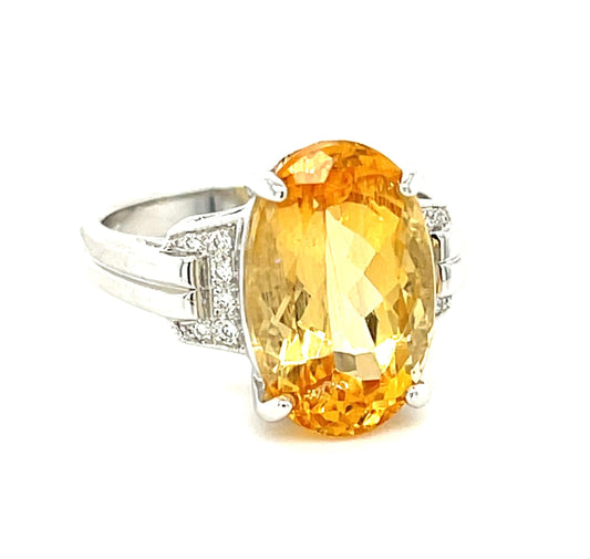 7.20ct Imperial Topaz .06ct Diamond 14KW Estate Ring
