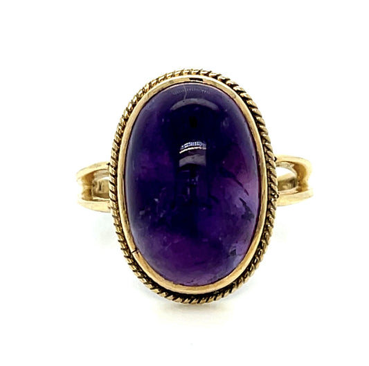 9ct Cabochon Amethyst 14KY Ring 4.60g 6.50 Size