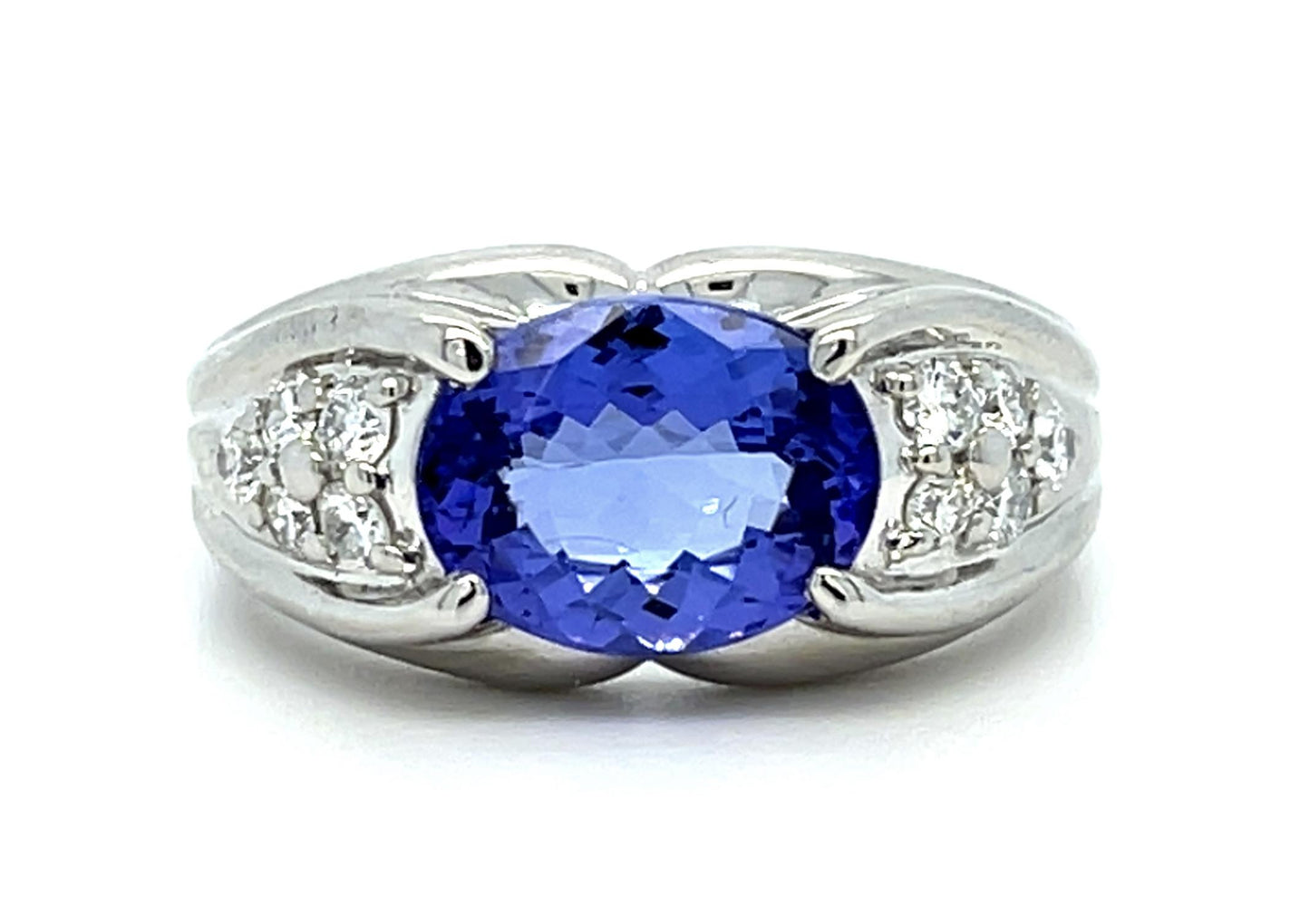 2.50ct Tanzanite .33ct Diamond Platinum Ring 10.89g 7.50 Size