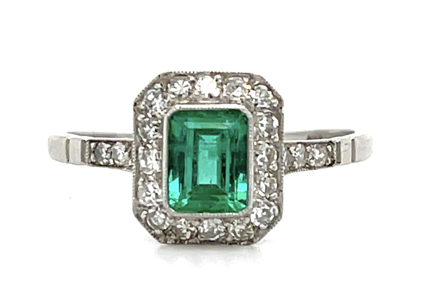 PL Emerald &  Diamond Ring Handmade 2.7gr 0.52ct(em) 0.66ct twt(dia)