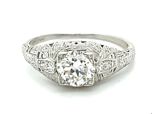 .82ct GIA J VS1 Diamond .08ct SD Platinum Art Deco Antique Ring