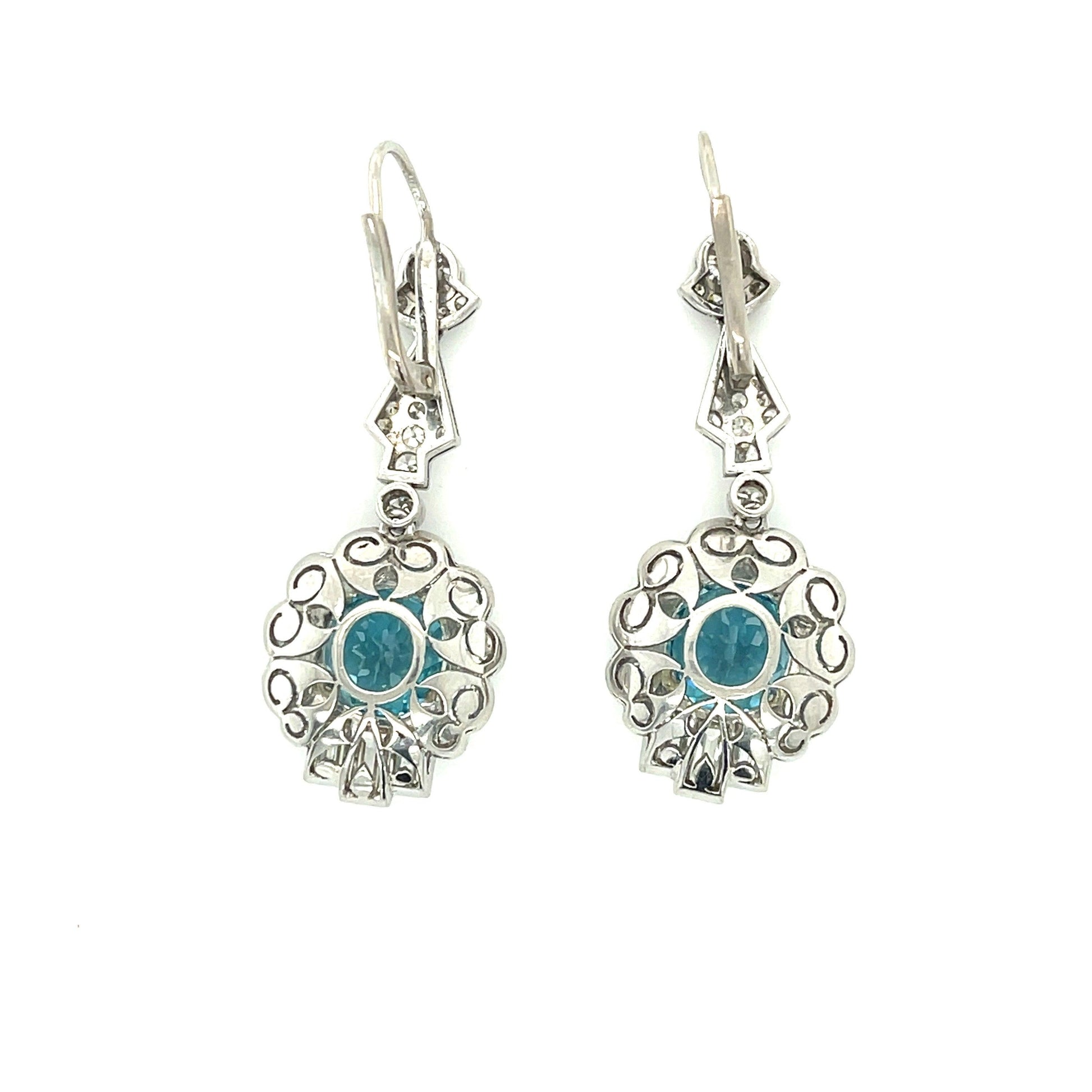 Art Deco 8.41ct Zircon 4.10ct Diamonds PT Drop Earrings (Vintage 1930s)