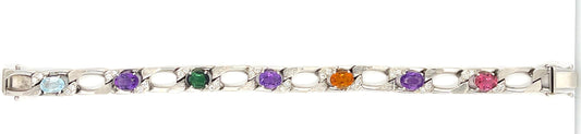 8.56ct Green Tourmaline, Citrine & Amethyst 14KW Estate Bracelet 1ct Diamonds