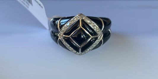 .20ct Diamond &  Onyx Ring Circa 1970s Size 6.50