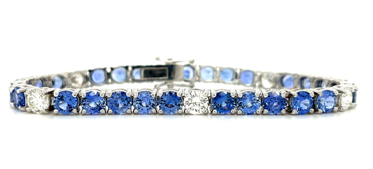 15.80ct GIA Certified Sapphires 2.53ct Diamonds 14KW Bracelet