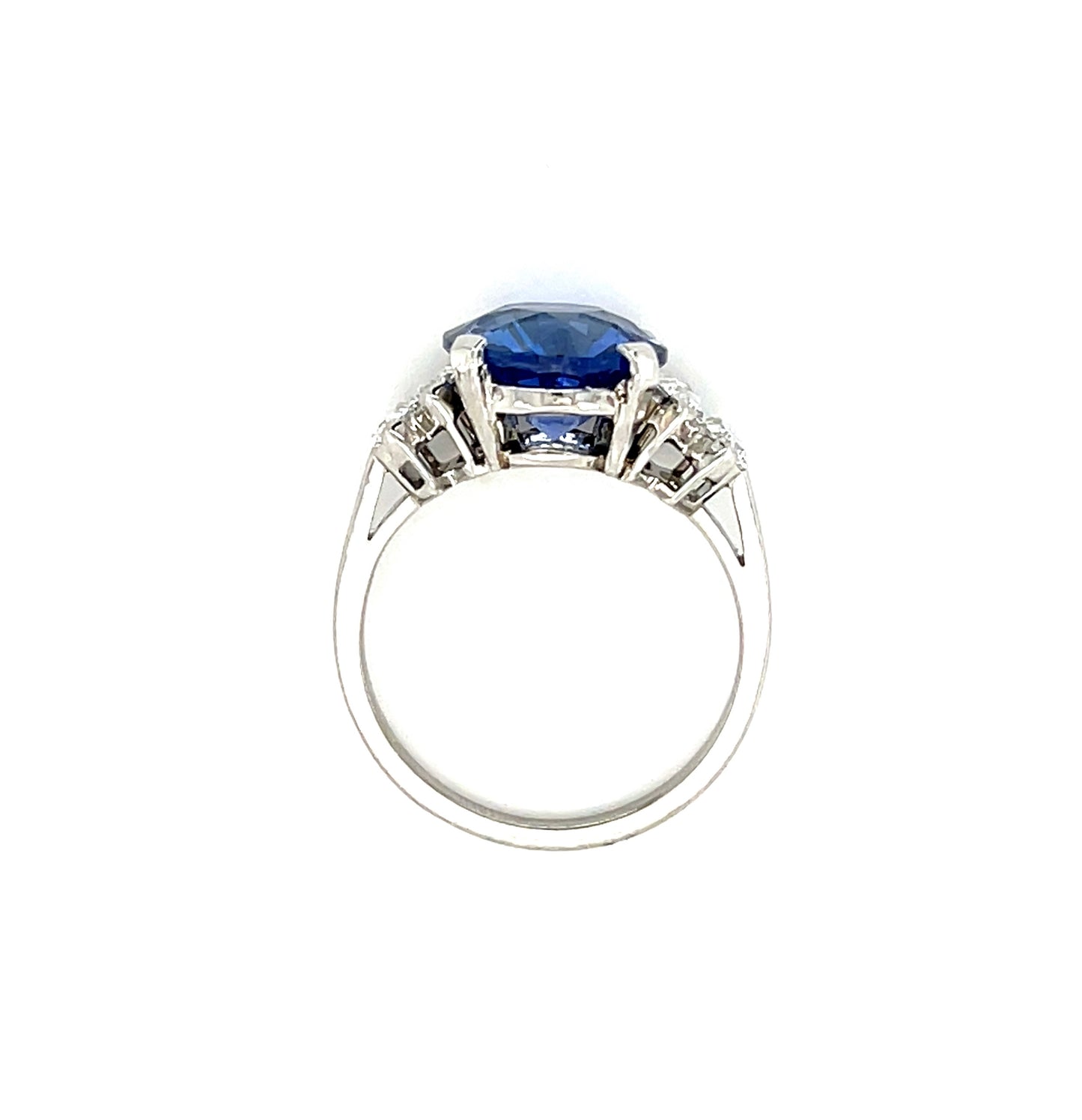 4.43ct Sri Lanka Heated Sapphire .90ct Modified Marquise Diamond Platinum Ring