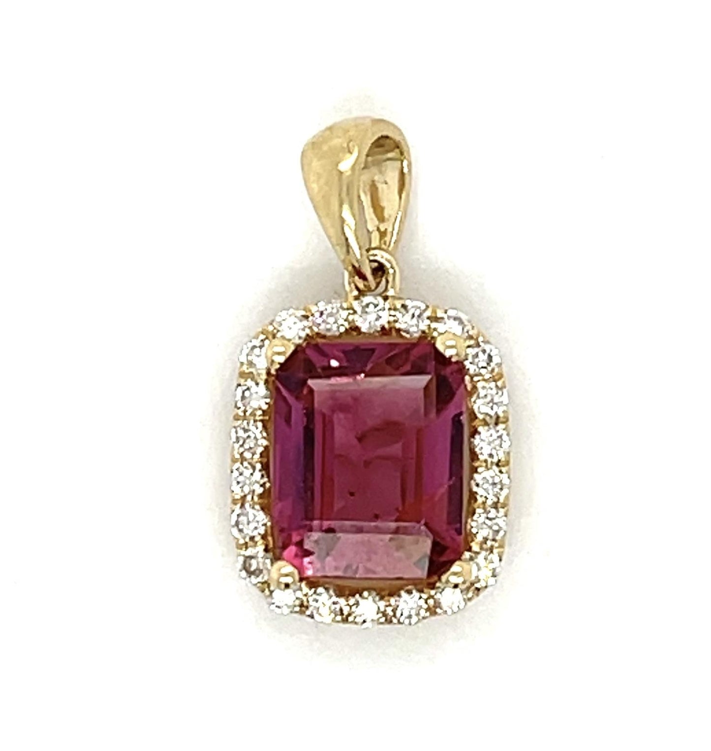 2.04ct Pink Spinel 14KY Pendant .25ct Diamond 3.50g 16" Length