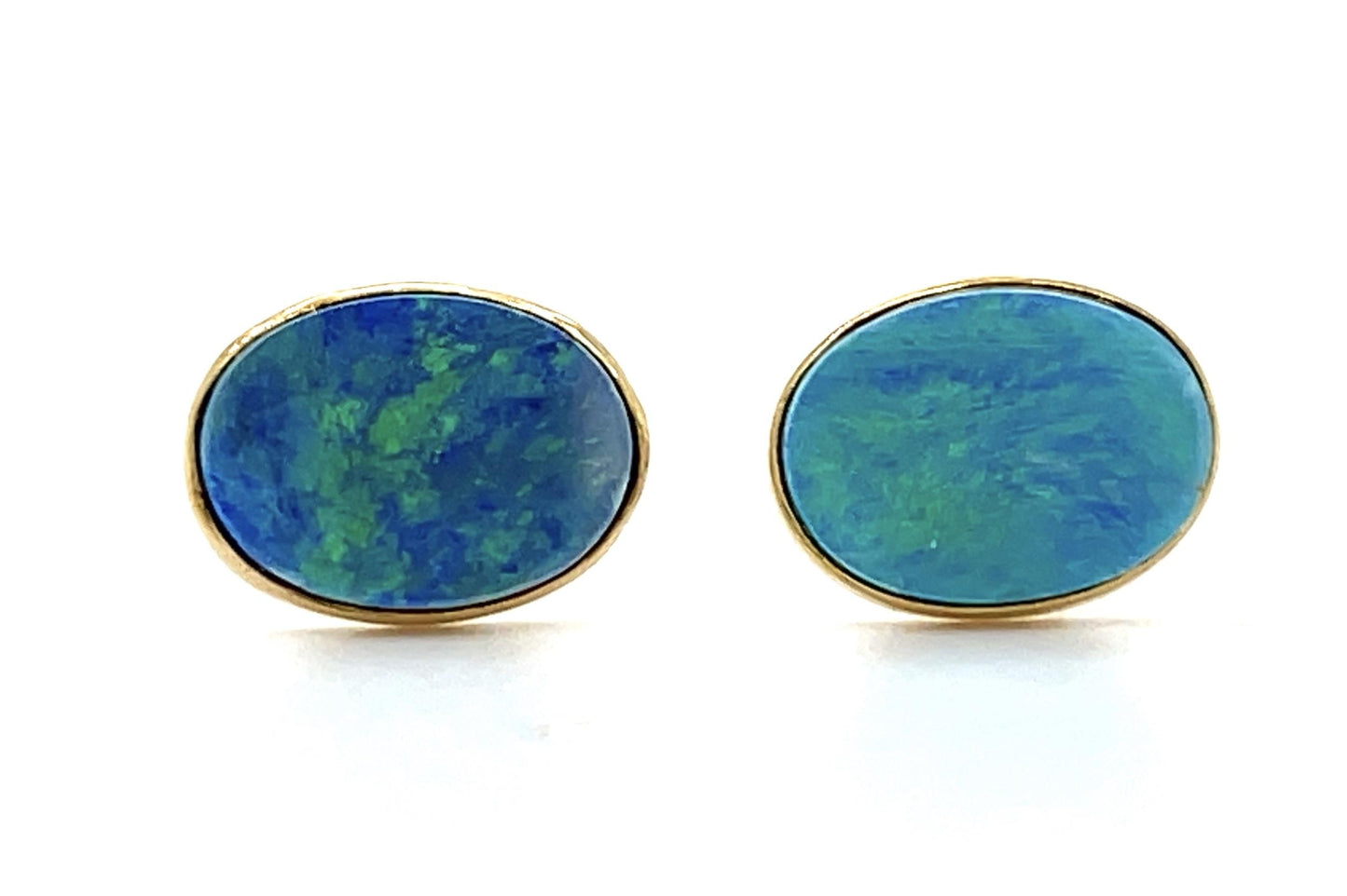 4.50ct Doublet Opal 14KY Estate Earrings 2.25g